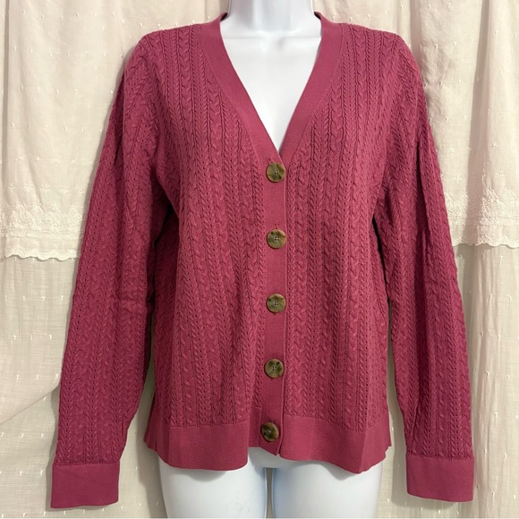 Talbots Sweaters - Talbots NWT Cotton Woman’s Pointelle Cabled Cardigan